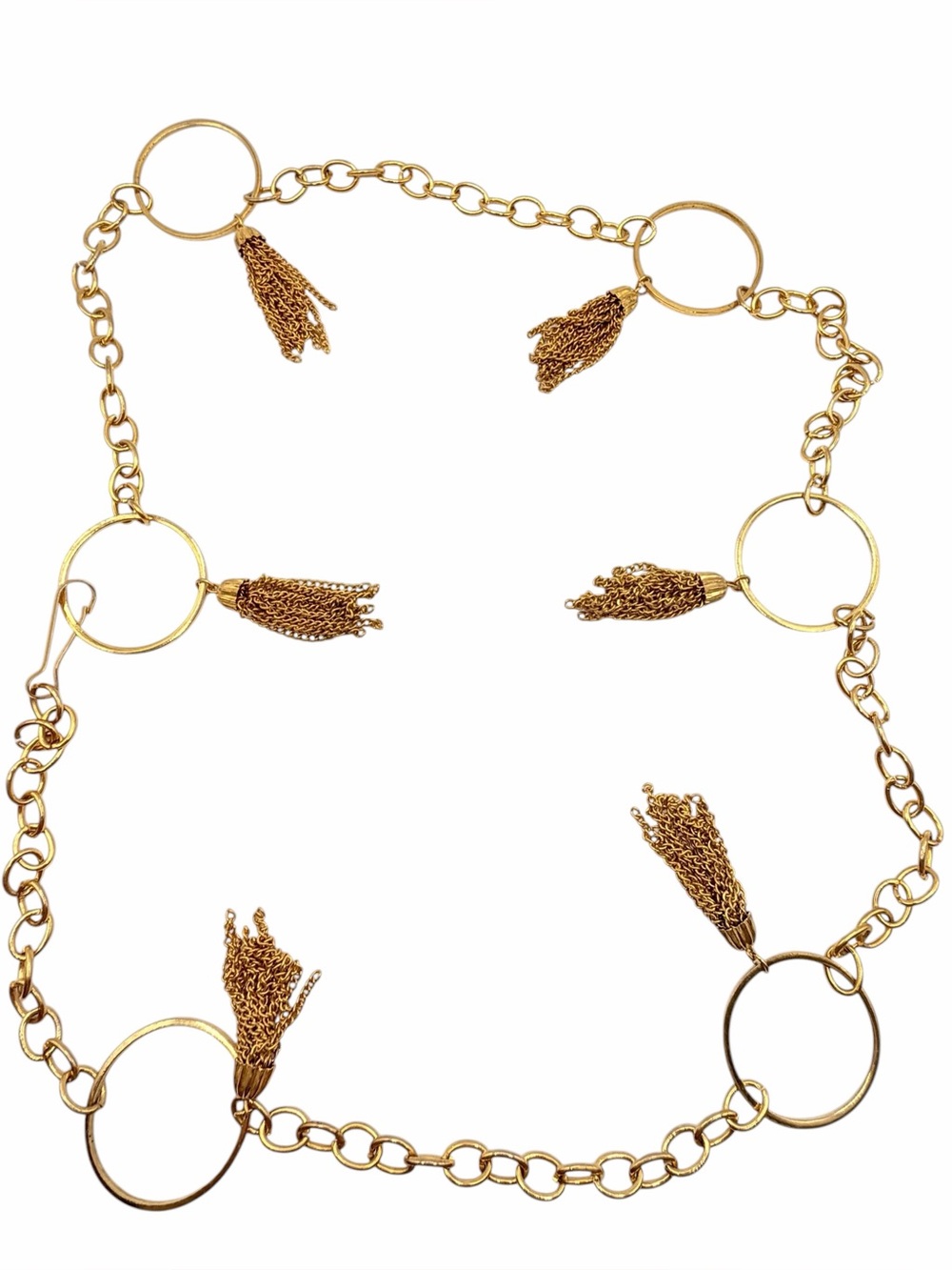 Vintage Gold Tone Chain Link Tassel Belt
